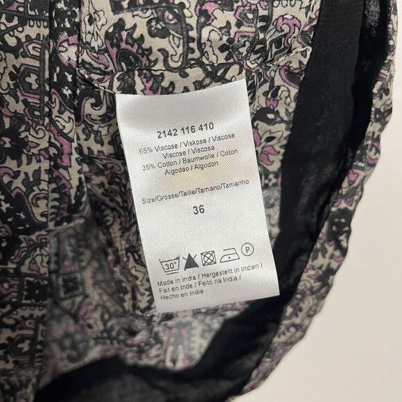 DAY Birger Et Mikkelsen Purple Black Tassel Tie Tunic Blouse Women's 36 Small - Picture 3 of 6